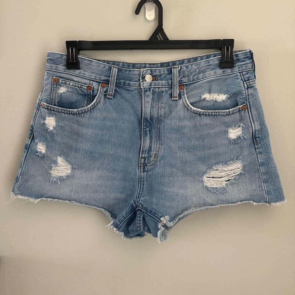 Madewell Relaxed Denim Shorts Cut Off Distressed High Rise Blue Size 29